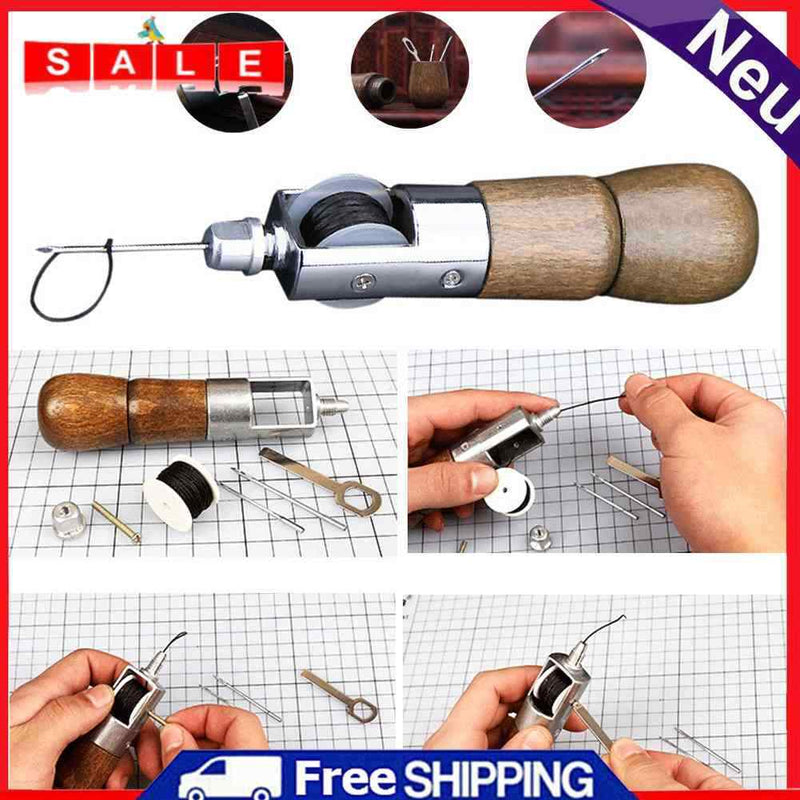 Leather Sewing Stitcher Luggage Wax Threaded Needles Leather Carving Repair Tool