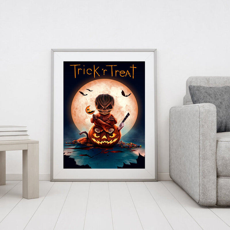Frameless Painting By Numbers Halloween Pumpkin DIY Handmade Drawing On Can