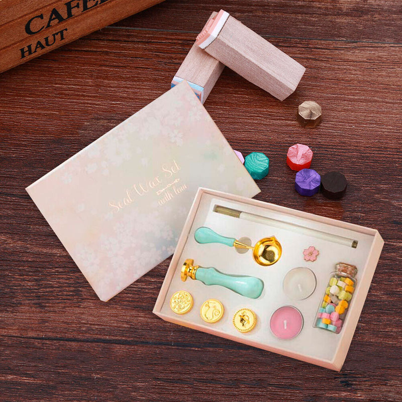#A 10pcs Retro Stamps Wax Seal Kit for Gift Box Invitation Envelope Decor Tools