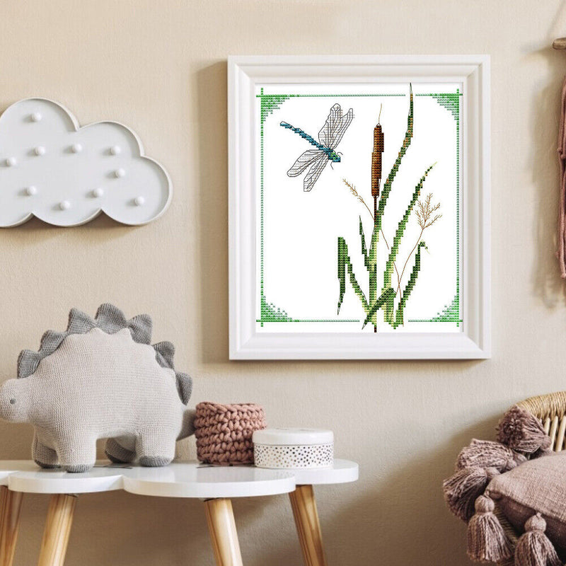 Partial Embroidery 14CT DIY Dragonflies Printed Cross Stitch Kit Art Craft
