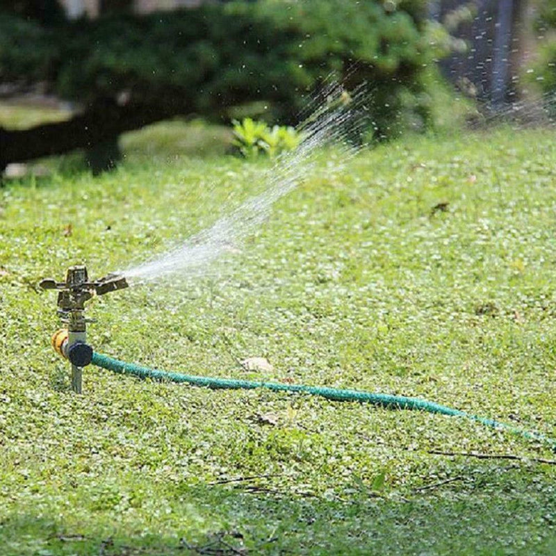 Water Sprinkler Garden Lawn Impulse Metal Spike Grass Hose 360 Degrees K1F9