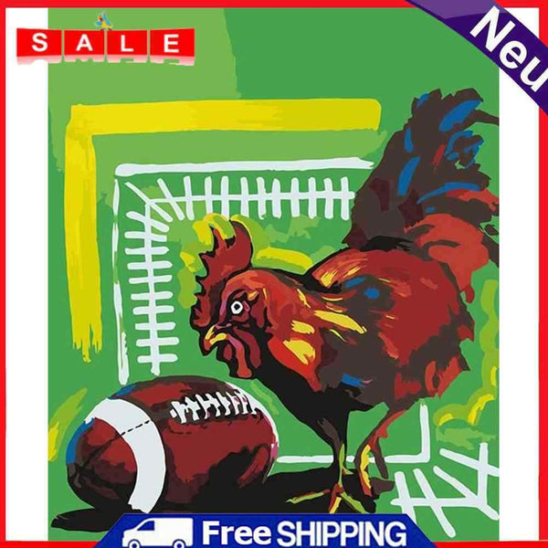Painting By Numbers Kit Frameless DIY Rugby Rooster Hand Painted Canvas Artwork