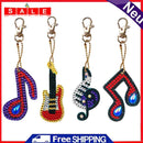 4pcs DIY Full Drill Diamond Key Chain Music Note Pendant Embroidery Keyrings Kit