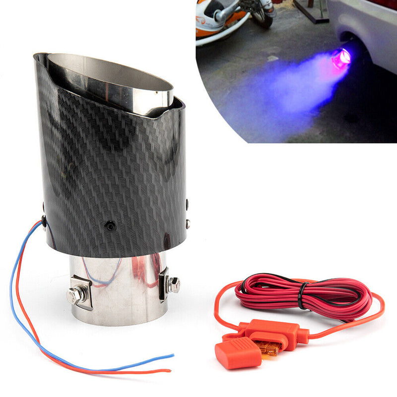 LED Muffler Silencer Luminous Car Exhaust Tail Throat Tip (Straight Blue)