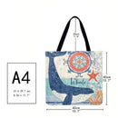 Whale Printed Shoulder Shopping Bag Casual Large Tote Handbag (40*40cm)