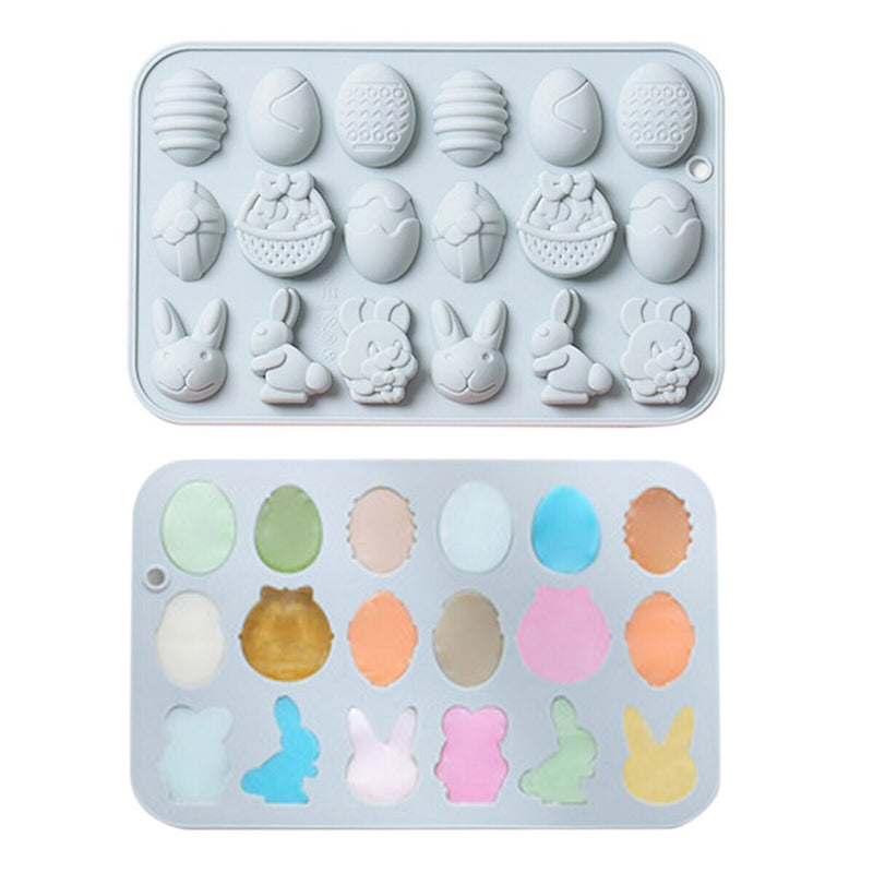 Fondant Moulds Easter Egg and Bunny - 18 Cavities DIY Fondant Cake Making Mol