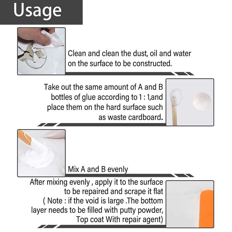 2pcs AB Ceramic Paste Floor Tile Porcelain Repair Agent for Bathroom Tub Shower