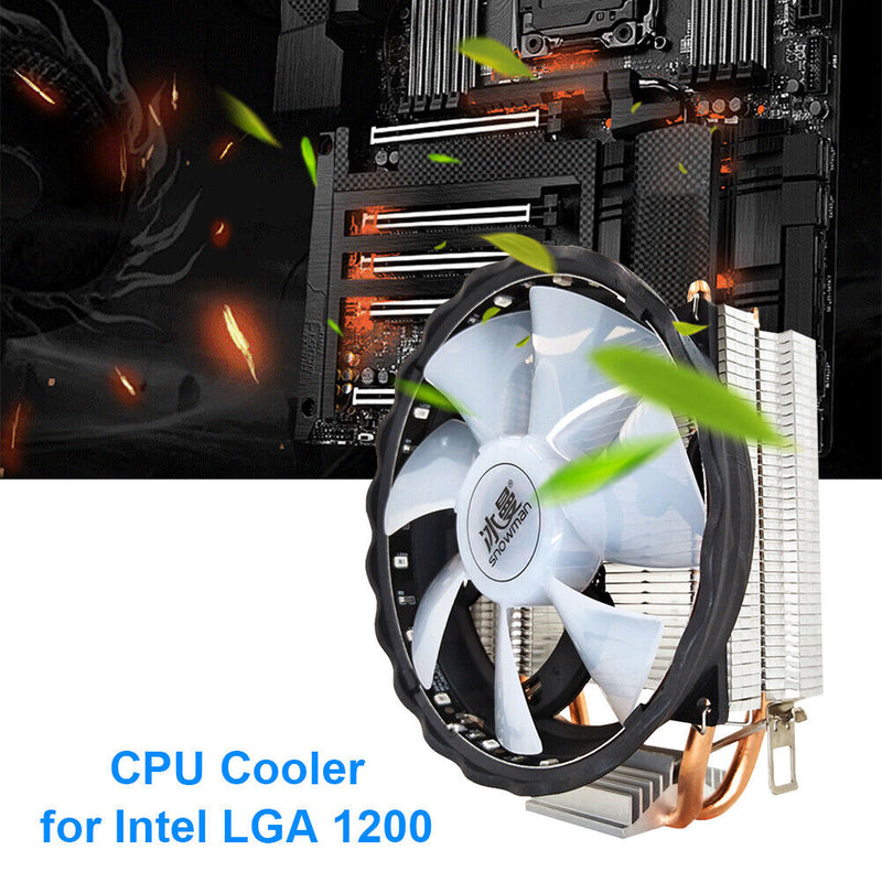 SNOWMAN 2 Heat Pipes CPU Cooler PC Radiator for Intel LGA (4 Pin No Light) Newly