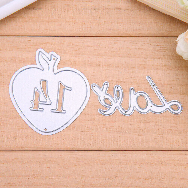 2pcs Love Heart Metal Cutting Die Stencil DIY Scrapbooking Album Embossing-16087