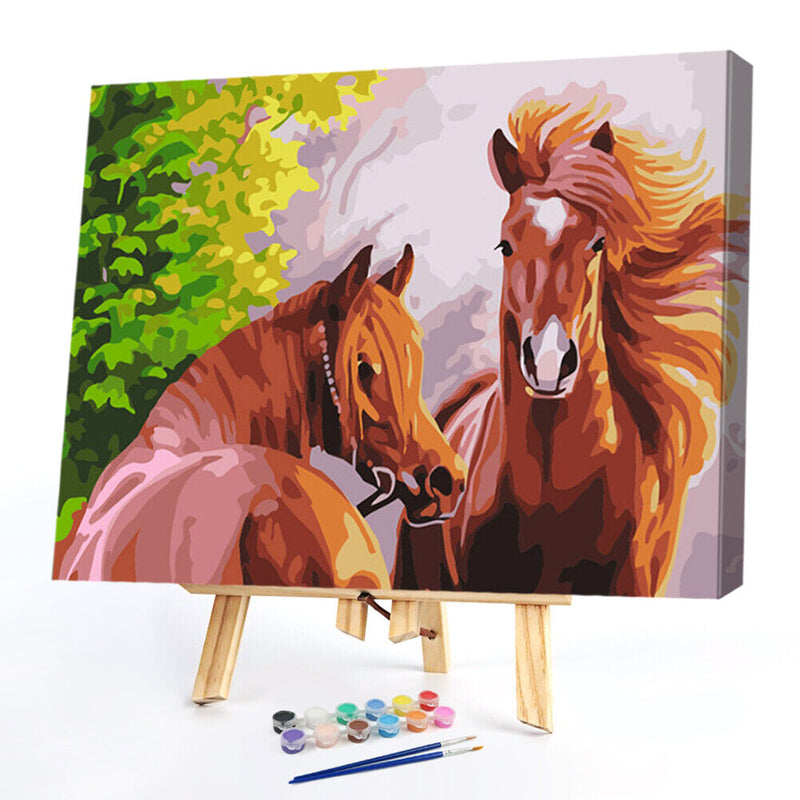 Hand Painted DIY Relax Horse Painting By Numbers Digital Oil Art Picture Decor
