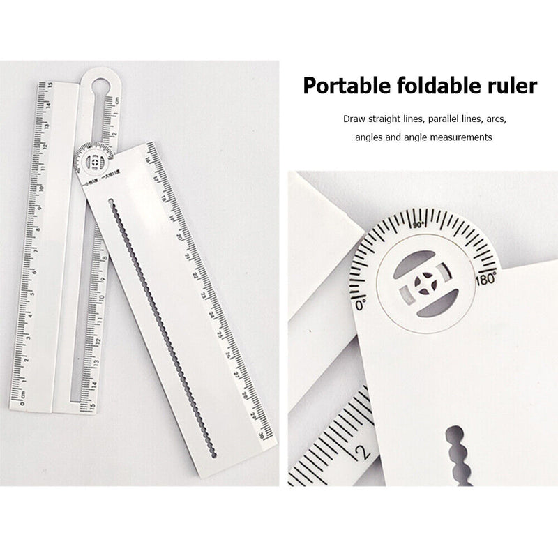 Multifunctional Folding Geometric Drawing Ruler Line Circular Drawing Template