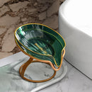 Leaf Shaped Soap Holder with Drain for Bathtub Shower Toilet Greenish