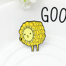 Cartoon Smile Face Brooch Cereals Sunflower Jacket Lapel Pin Badge Decor