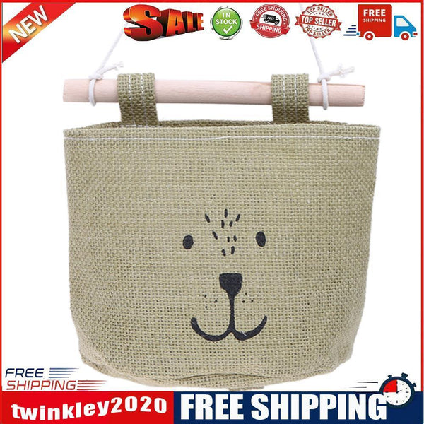 One Layer Pocket Canvas Storage Bag Back Door Wall Hanging Bag(Green)
