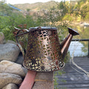LED Solar Watering Can Lamp Garden Shower Art Metal Iron Kettle Light (B) Newly