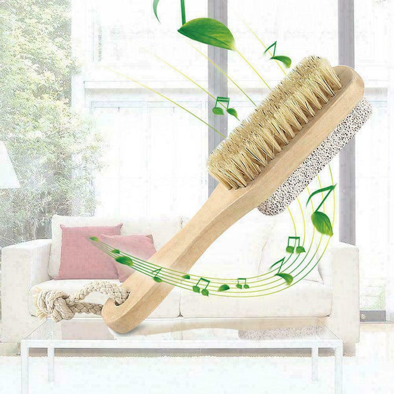 1x Wood Handle Pumice Stone Foot Cleanser Brushs Feet Remove Exfoliating J5D7