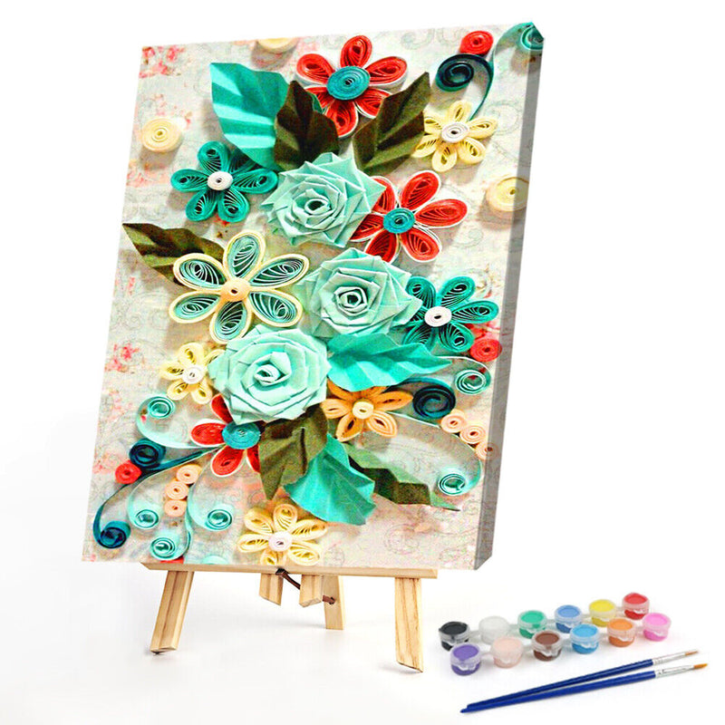 Oil Paint By Numbers Paper Flower Frameless Picture Craft Kit for Living Room