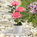 #A 3LED Rose Flower Solar Light Bonsai Flowerpot Garden Home Office Table Lamp