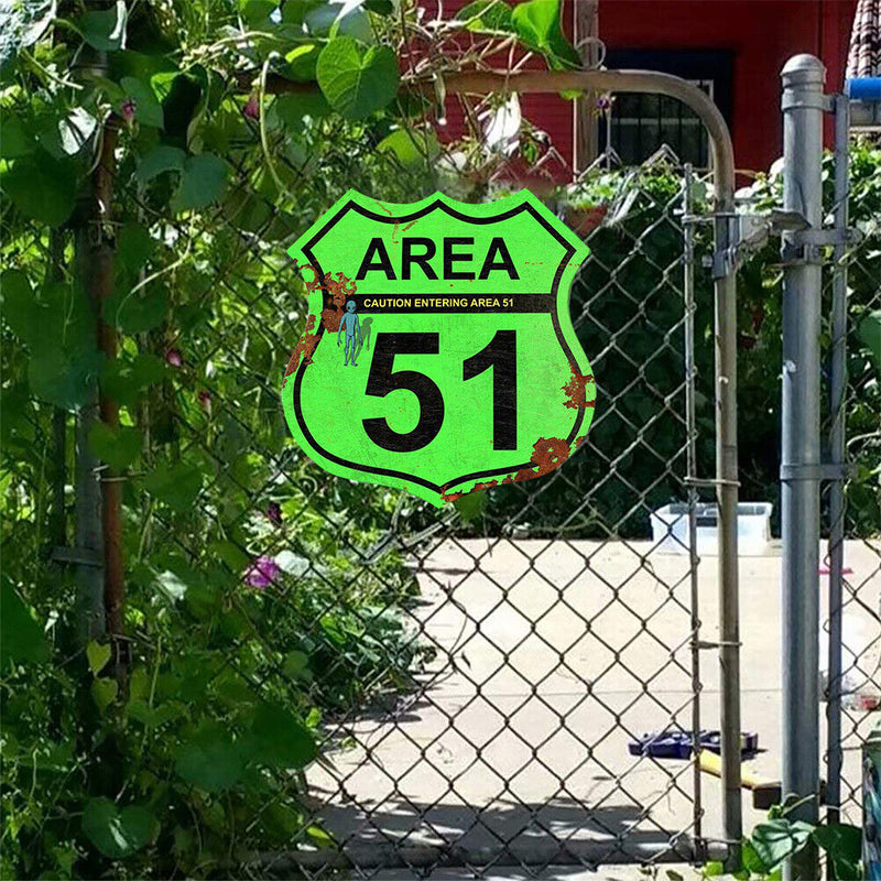 Area 51 Shield Shape Metal Plate Tin Sign Poster Plate for Bar Club Iron Paints