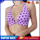 Sexy Halter Love Print Lace-up Tank Tops Women Backless Camisole (Purple L)