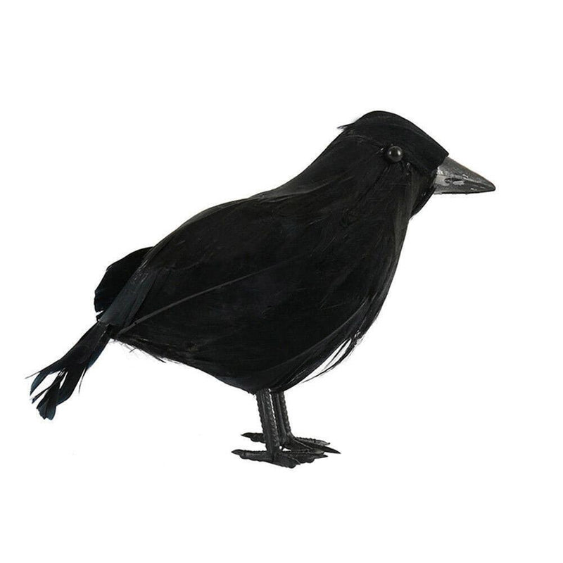 Halloween Stuffed Feather Crow Bird Black Ravens Fancy Prop Decor Home C9M2