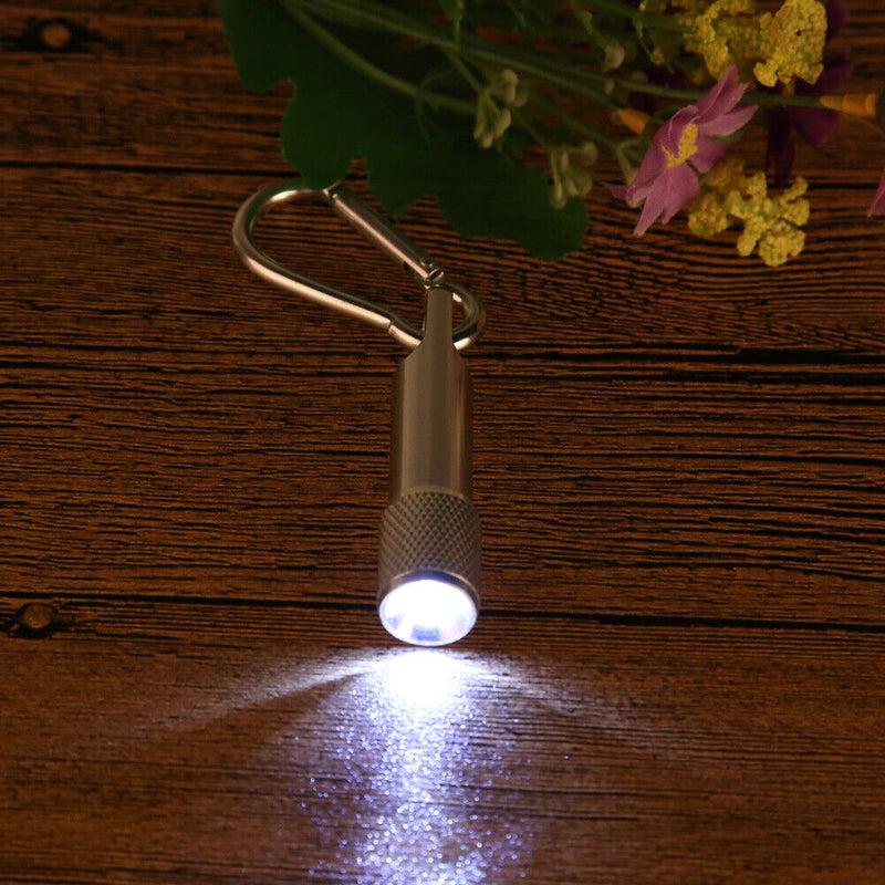 SilverPortable MiniHandy SportOutdoor LED Flashlight TorchLightCarabiner