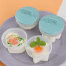 4pcs Cute Egg Boiler Cooker Plastic Egg Poacher Mold Set with Brush (Green)