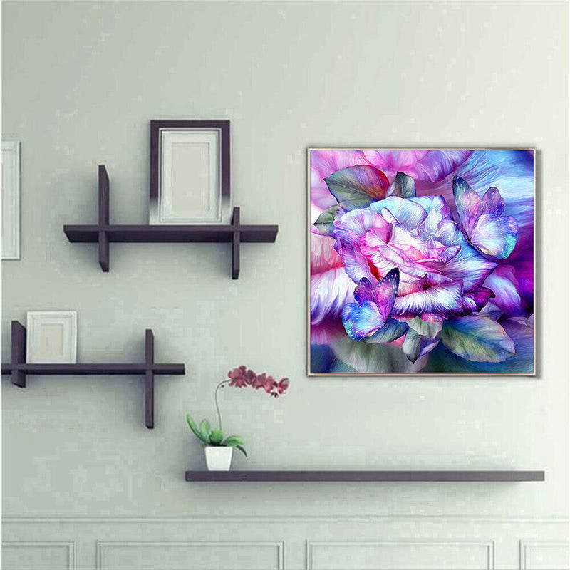 Micolot Butterfly Flower 5D DIY Diamond Round Rhinestone Embroidery Paintings Artcraft f