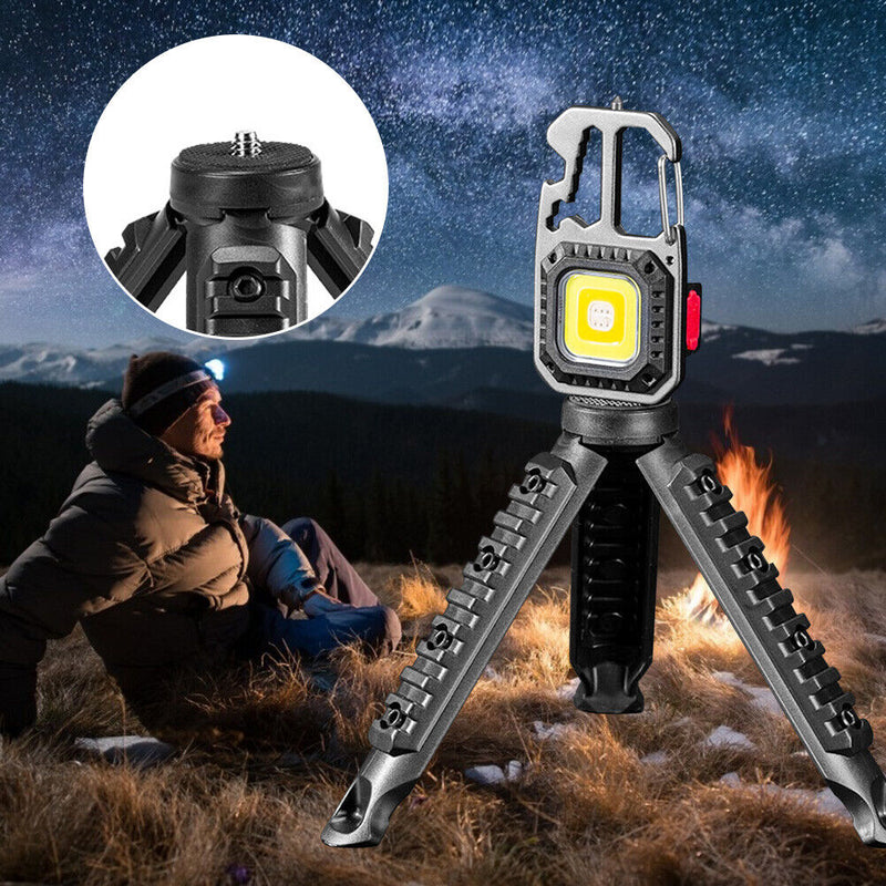 Pocket Keychain Flashlight Tripod Work Light Bracket for Outdoor Camping