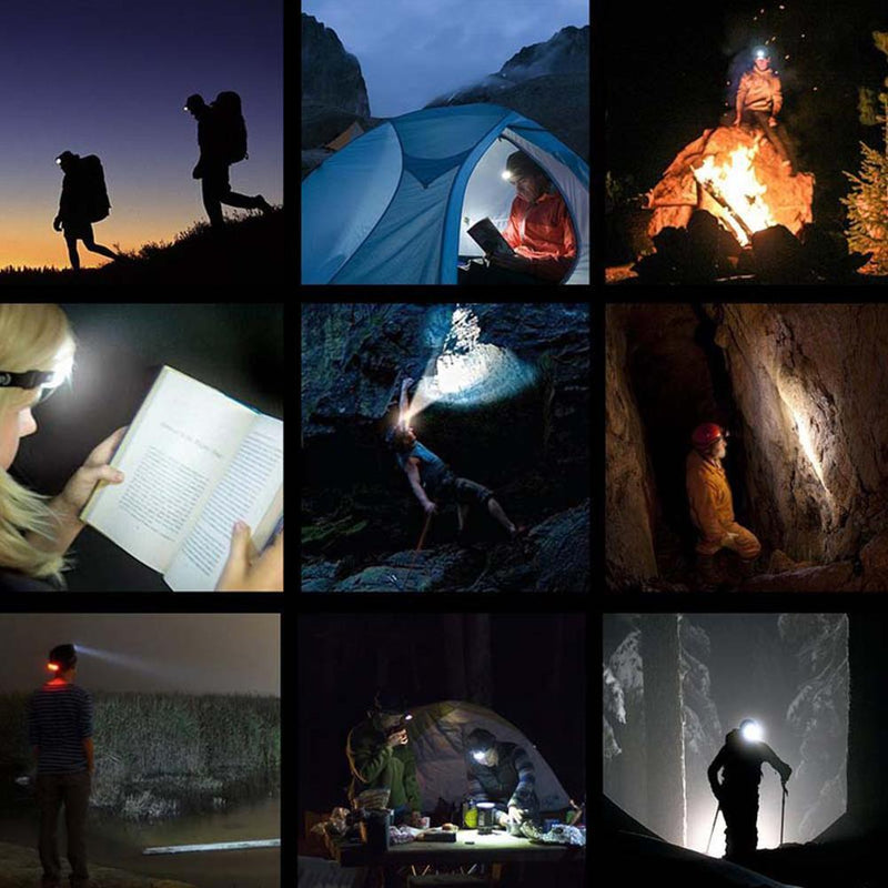 3 Modes Strong LED COB 3 Headlights Outdoor Camping Mini Flashlight (Blue)