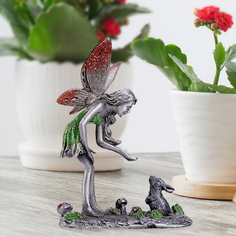 Metal Painted Flower Fairy Statue Outdoor Landscaping Angel Girl Sculpture Newly
