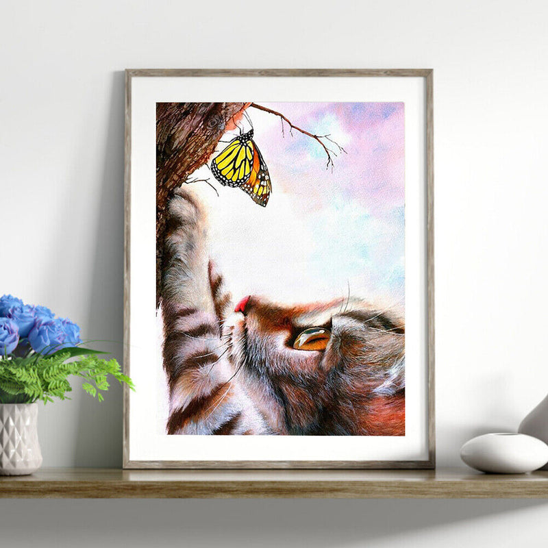 Diamond Painting 5D Full Round Drill Mosaic DIY Cat Butterfly Kit Bedroom Decor