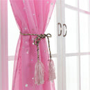 Star Print Tulle Curtains Window Drapes Sheer Purdah for Living Room(Pink)