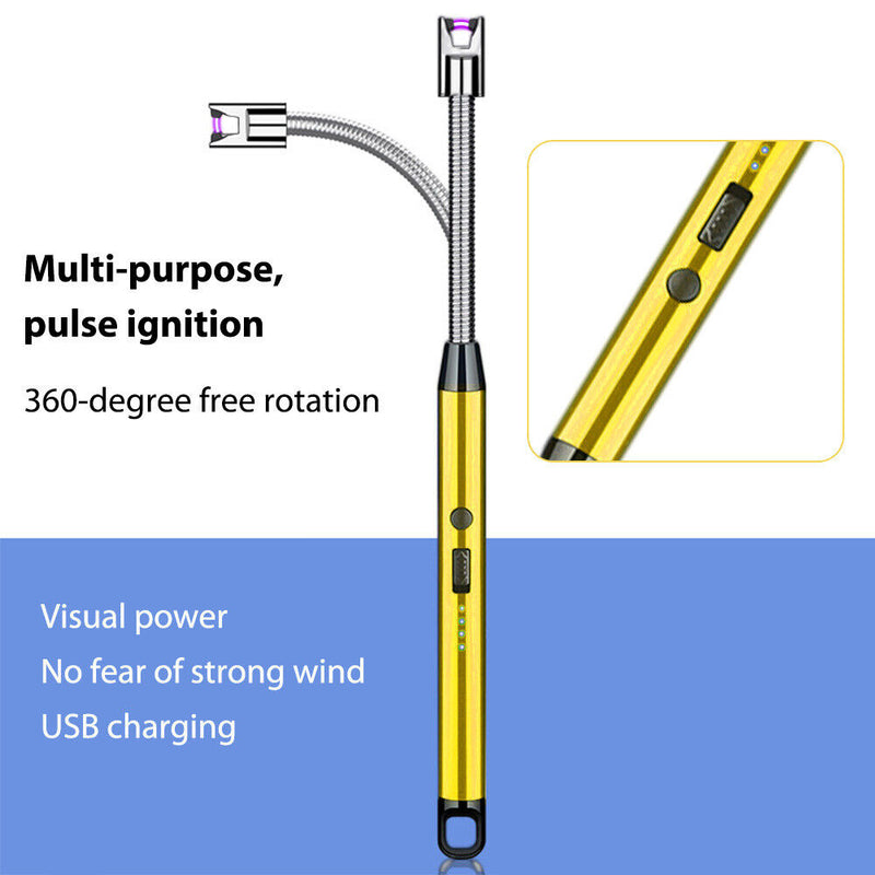 360 Rotation BBQ Lighter USB Windproof Flameless Plasma Ignition for Gas Stove
