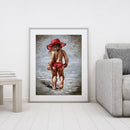 Red Skirt Girl Paint By Numbers Kit DIY Frameless Picture On Canvas (S439)