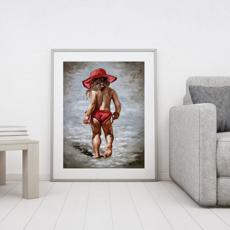 Red Skirt Girl Paint By Numbers Kit DIY Frameless Picture On Canvas (S439)