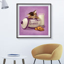 5D Diamond Painting Cookie Box Cat Full Round Mosaic Canvas Picture DIY Home Dec