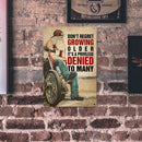 Tin Wall Signs Retro Painting Old Man Motorcycle Metal Poster for Bar