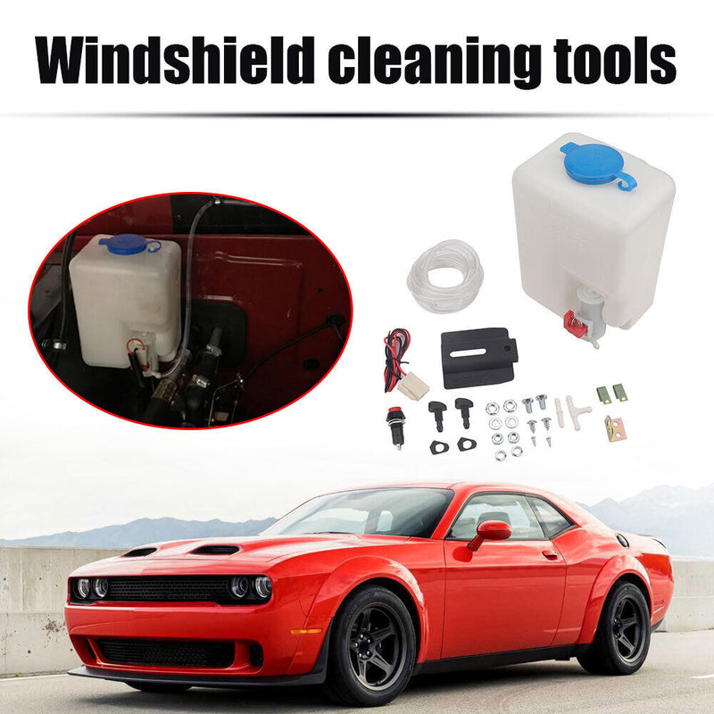 1.5L Windshield Washer Fluid Tank 12V Washer Pump Kit with Switch Pants Nozzles