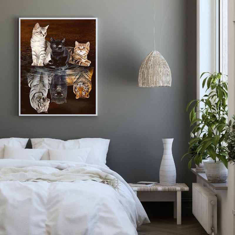 40X50cm Oil Paint By Numbers Cat Maps Out Tiger Frameless Picture Home Deco