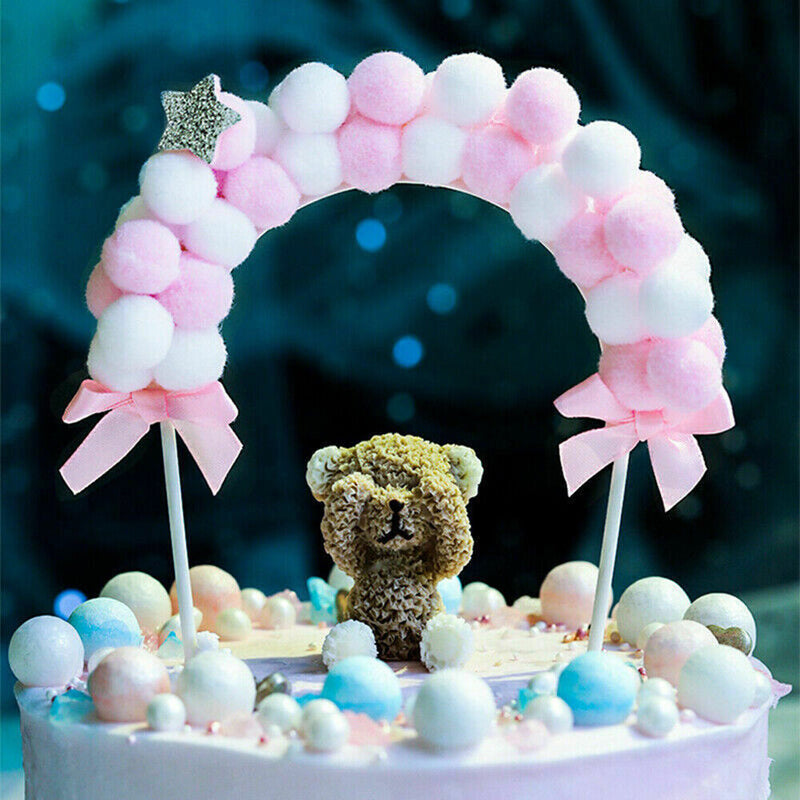 Decoration Soft Baby Shower Pompom Cloud Cake Flags Cloud Balloon Cake Topper