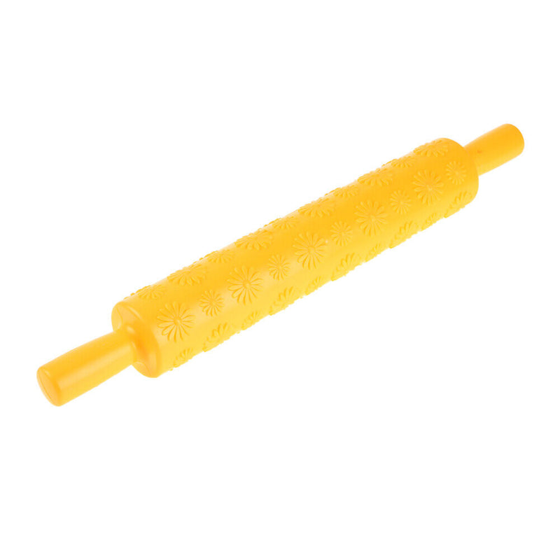 Rolling Pin Pattern Baking Tool Fondant Embossed Mold Cake Deco(Yellow