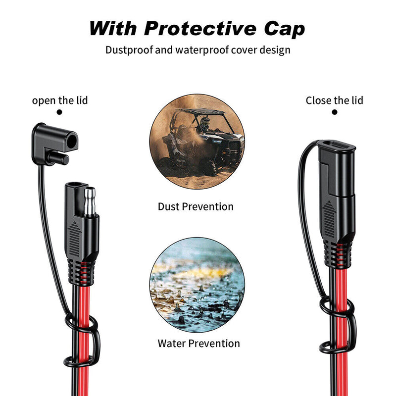 Battery Charging Cable SAE to SAE 12V-36V 16AWG Quick Disconnect Cable (4m)