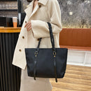 Women Shoulder Handbag Woven Strap Top-handle Bag Big Capacity Tote (Black)