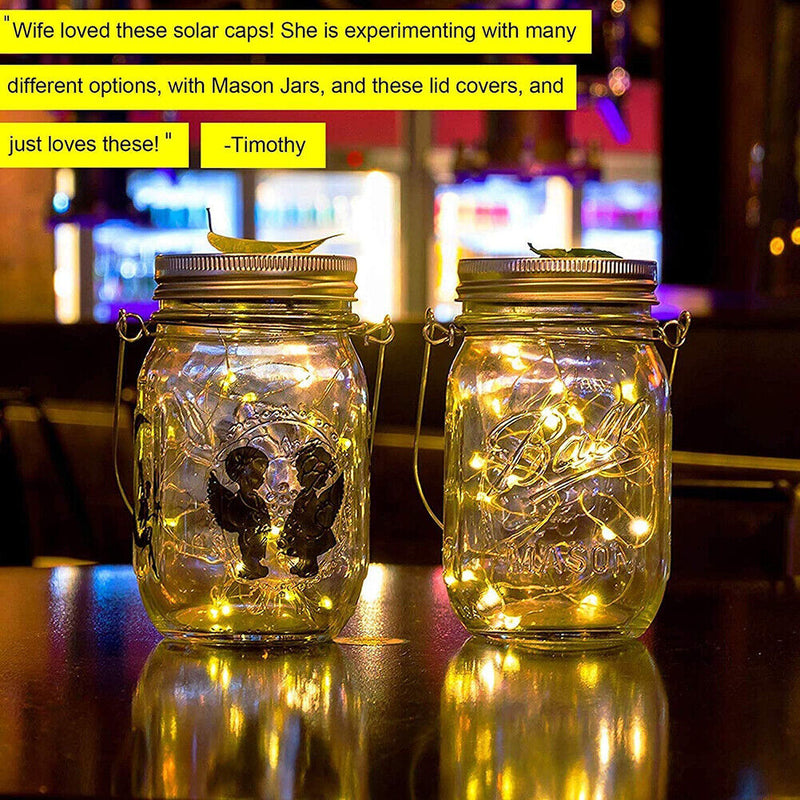 LED Solar Mason Jar Cap Lights Glass Bottle Lid String Lights Garden Decoration