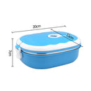 Rectangle Lunch Box Thermal Leak-Proof Heat Insulation Anti-Scald (Blue)