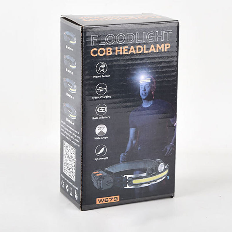 Sensor LED Headlight COB USB Headlamp Camping Riding Head Torch (W678-3)