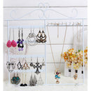 Earrings Ear Studs Necklace Display Rack Metal Stand Organizer Hold White