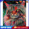 Hand Painted on Canvas DIY Red Cat Oil Paint By Numbers Drawing Kit Craft