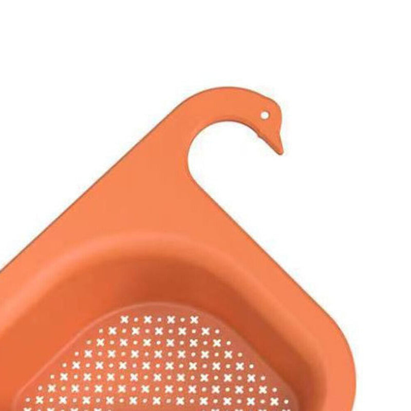 2pcs Kitchen Sink Strainer Fruit Vegetable Drain Hanging Baskets (Orange) Newly